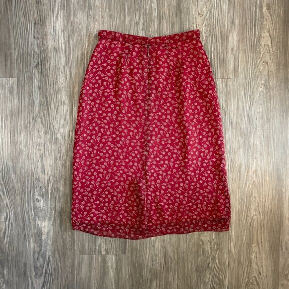 Vintage red floral midi skirt - Picture 11 of 11